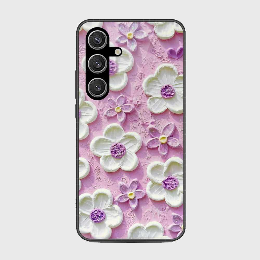 Samsung Galaxy S25 Cover - Floral Series - Design 4 - Purple & White - HQ Premium Shine Durable Shatterproof Case