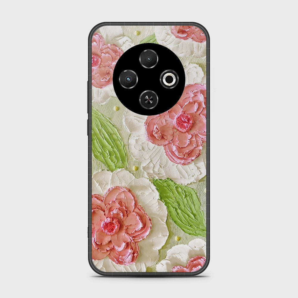 Tecno Spark 30C 4G Cover - Floral Series - Design 13 - Offwhite & Green - HQ Premium Shine Durable Shatterproof Case