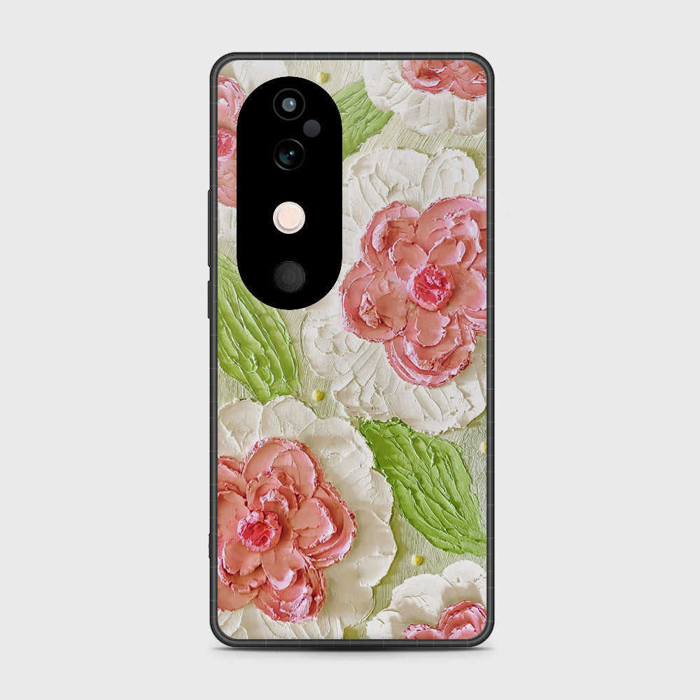 Vivo S19 Cover - Floral Series - Design 13 - Offwhite & Green - HQ Premium Shine Durable Shatterproof Case