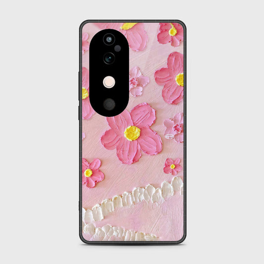 Vivo S19 Cover - Floral Series - Design 2 - Pink - HQ Premium Shine Durable Shatterproof Case