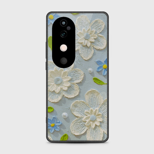 Vivo V40 Cover - Floral Series - Design 3 - Sky Blue - HQ Premium Shine Durable Shatterproof Case