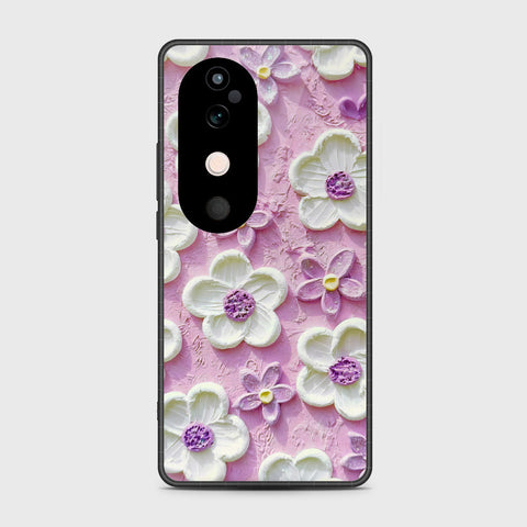 Vivo S19 Cover - Floral Series - Design 4 - Purple & White - HQ Premium Shine Durable Shatterproof Case