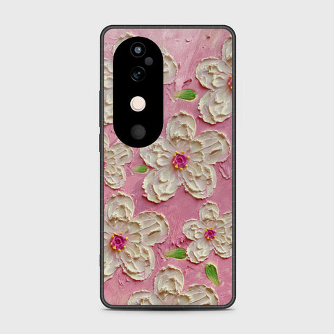Vivo V40 Pro Cover - Floral Series - Design 5 - Pink & White - HQ Premium Shine Durable Shatterproof Case