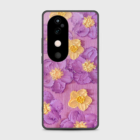 Vivo S19 Cover - Floral Series - Design 8 - Purple & Yellow - HQ Premium Shine Durable Shatterproof Case