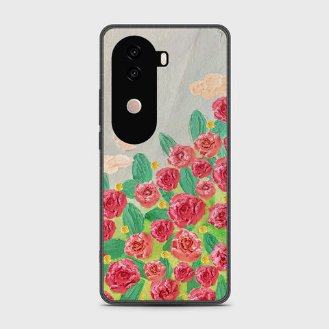 Vivo V40e Cover - Floral Series - Design 10 - Red & Green - HQ Premium Shine Durable Shatterproof Case