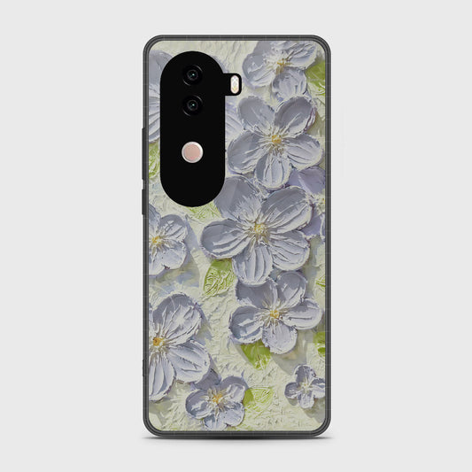 Vivo V40e Cover - Floral Series - Design 12 - Grey & Green - HQ Premium Shine Durable Shatterproof Case