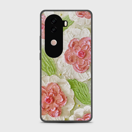 Vivo V40e Cover - Floral Series - Design 13 - Offwhite & Green - HQ Premium Shine Durable Shatterproof Case