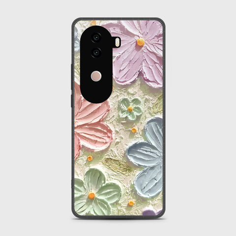 Vivo V40e Cover - Floral Series - Design 15 - Blue & Green - HQ Premium Shine Durable Shatterproof Case