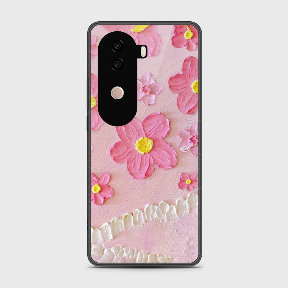 Vivo V40e Cover - Floral Series - Design 2 - Pink - HQ Premium Shine Durable Shatterproof Case