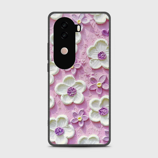 Vivo V40e Cover - Floral Series - Design 4 - Purple & White - HQ Premium Shine Durable Shatterproof Case