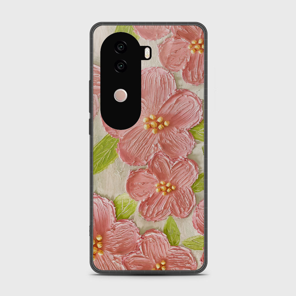 Vivo V40e Cover - Floral Series - Design 9 - Pink & Green - HQ Premium Shine Durable Shatterproof Case