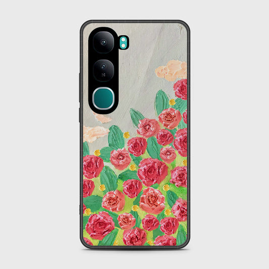 Vivo Y300 Cover - Floral Series - Design 10 - Red & Green - HQ Premium Shine Durable Shatterproof Case