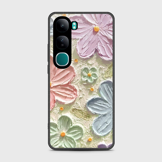 Vivo Y300 Cover - Floral Series - Design 15 - Blue & Green - HQ Premium Shine Durable Shatterproof Case