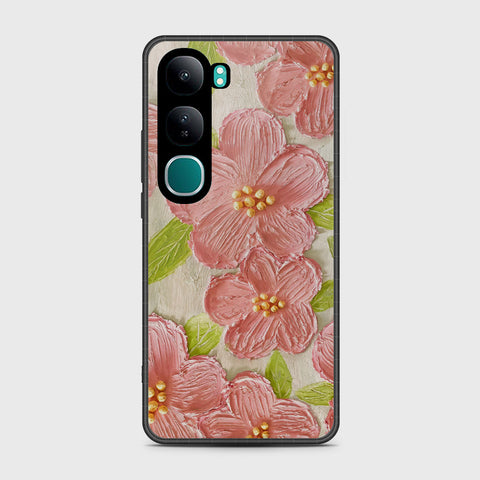 Vivo Y300 Cover - Floral Series - Design 9 - Pink & Green - HQ Premium Shine Durable Shatterproof Case