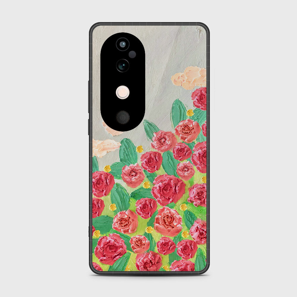 Vivo V40 Pro Cover - Floral Series - Design 10 - Red & Green - HQ Premium Shine Durable Shatterproof Case