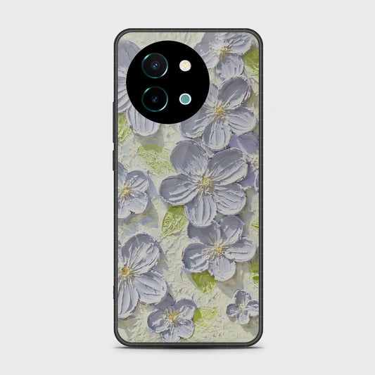 Vivo Y38 Cover - Floral Series - Design 12 - Grey & Green - HQ Premium Shine Durable Shatterproof Case