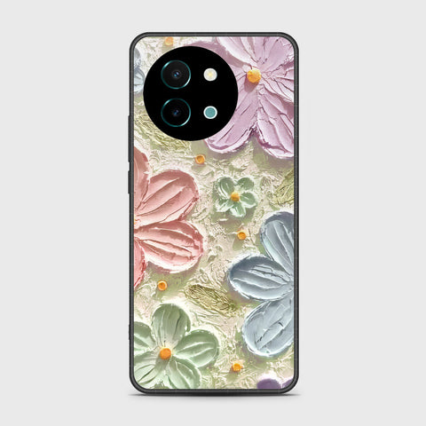 Vivo Y38 Cover - Floral Series - Design 15 - Blue & Green - HQ Premium Shine Durable Shatterproof Case