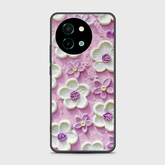 Vivo Y38 Cover - Floral Series - Design 4 - Purple & White - HQ Premium Shine Durable Shatterproof Case