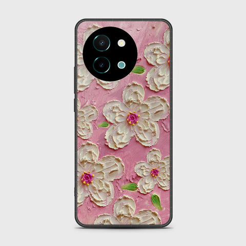 Vivo Y38 Cover - Floral Series - Design 5 - Pink & White - HQ Premium Shine Durable Shatterproof Case