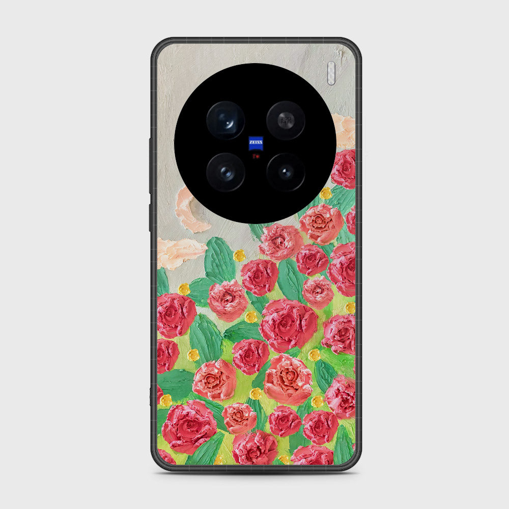 Vivo X200 Pro Cover - Floral Series - Design 10 - Red & Green - HQ Premium Shine Durable Shatterproof Case