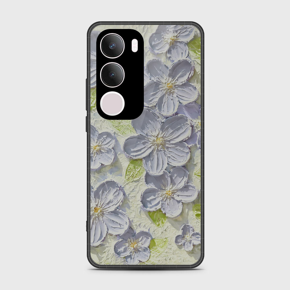 Vivo Y29 Cover - Floral Series - Design 12 - Grey & Green - HQ Premium Shine Durable Shatterproof Case