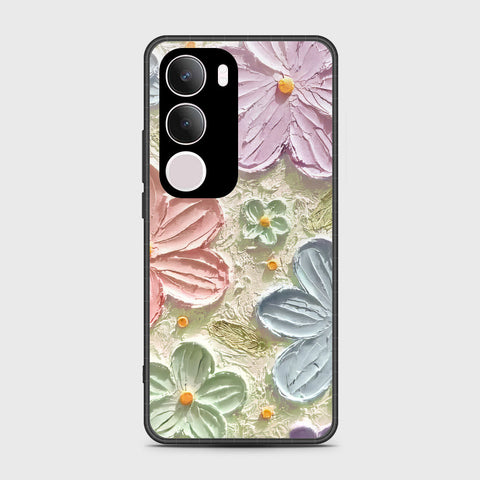 Vivo Y19s Cover - Floral Series - Design 15 - Blue & Green - HQ Premium Shine Durable Shatterproof Case