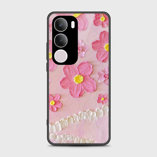 Vivo Y19s Cover - Floral Series - Design 2 - Pink - HQ Premium Shine Durable Shatterproof Case