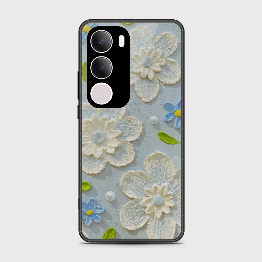 Vivo Y29 Cover - Floral Series - Design 3 - Sky Blue - HQ Premium Shine Durable Shatterproof Case