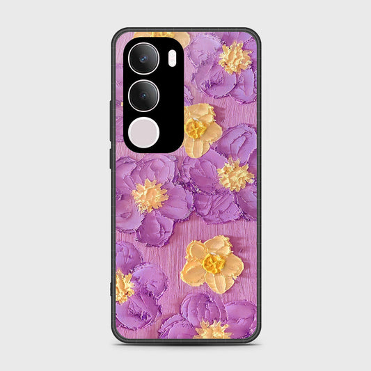 Vivo Y19s Cover - Floral Series - Design 8 - Purple & Yellow - HQ Premium Shine Durable Shatterproof Case