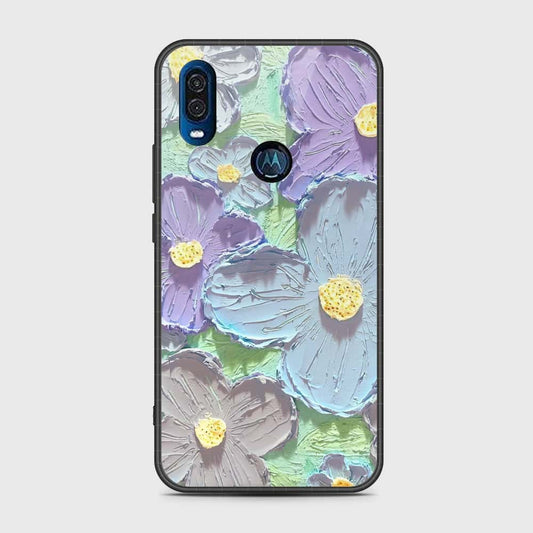 Motorola One Vision Cover - Floral Series - Design 1 - Purple & Aqua - HQ Premium Shine Durable Shatterproof Case