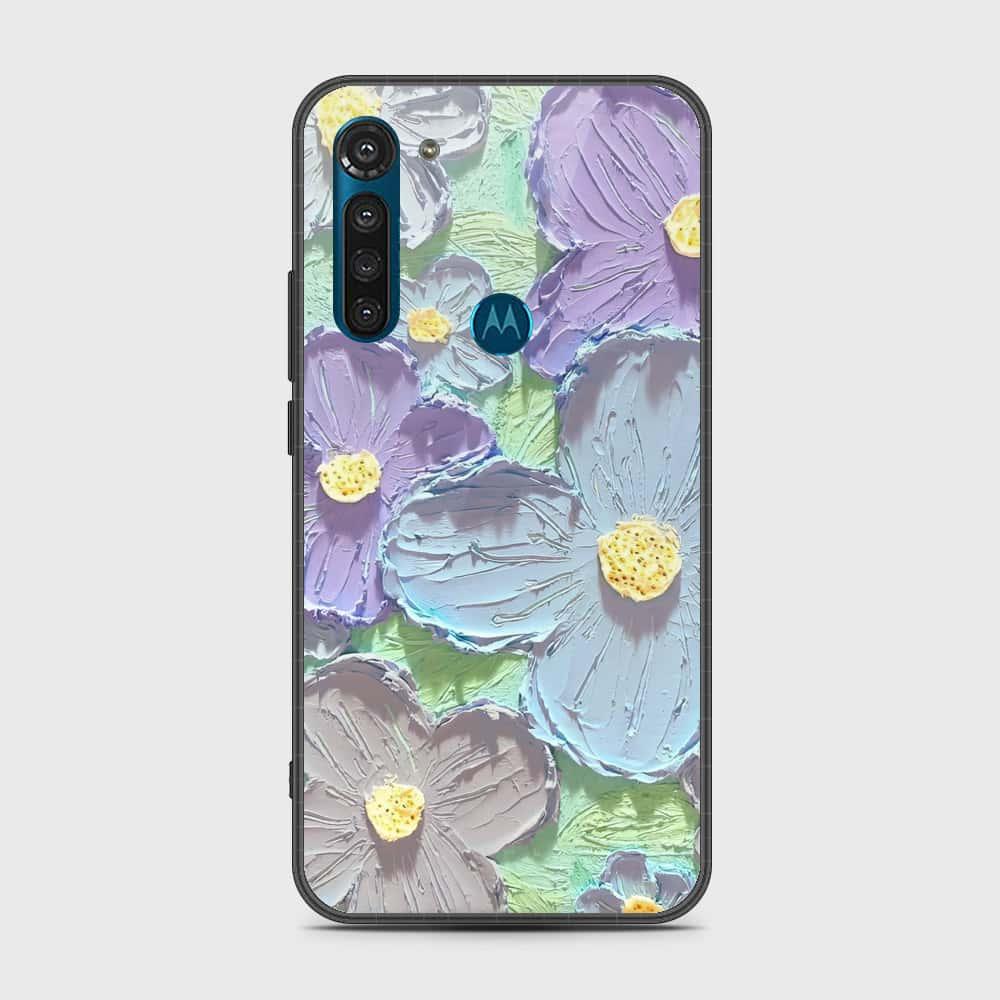 Motorola Moto G8 Power Cover - Floral Series - Design 1 - Purple & Aqua - HQ Premium Shine Durable Shatterproof Case