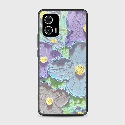 Motorola Moto G73 Cover - Floral Series - Design 1 - Purple & Aqua - HQ Premium Shine Durable Shatterproof Case