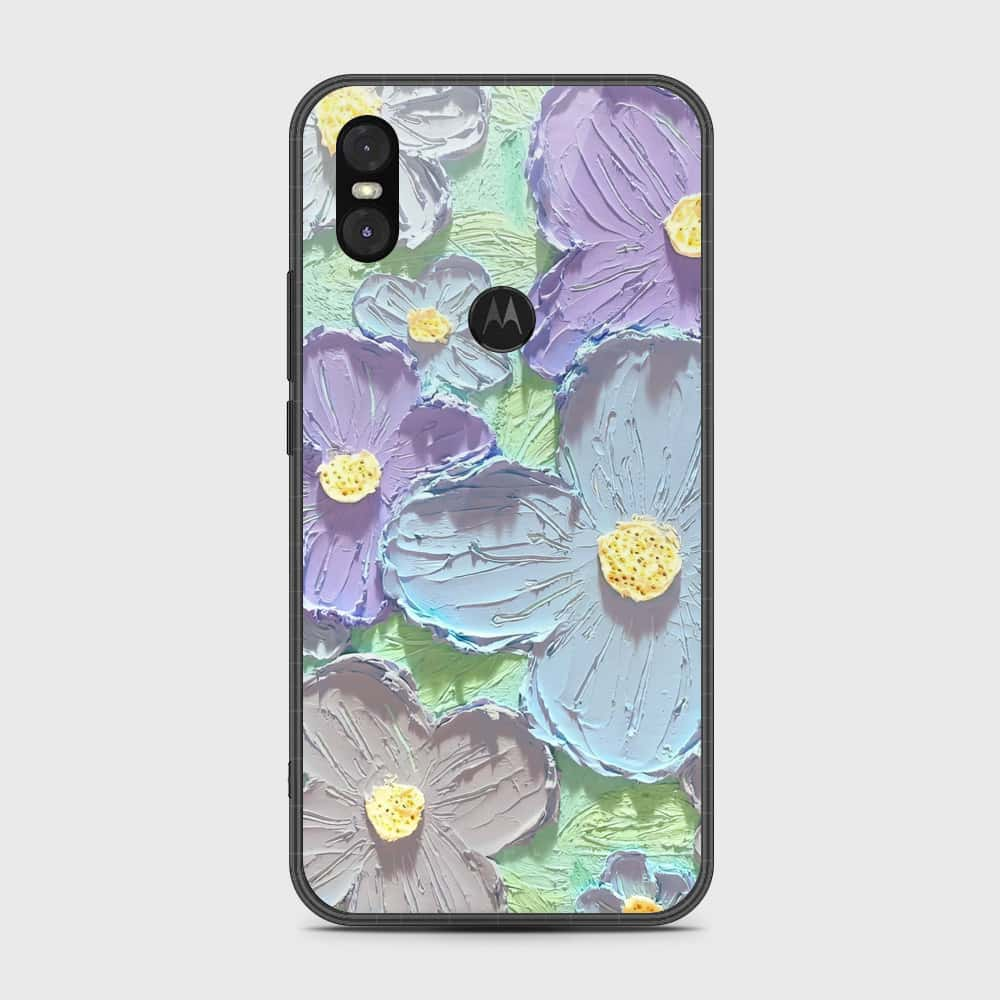 Motorola One Cover - Floral Series - Design 1 - Purple & Aqua - HQ Premium Shine Durable Shatterproof Case