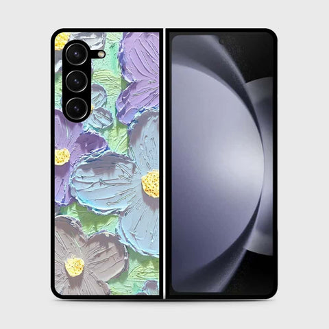 Samsung Galaxy Z Fold 5 5G Cover - Floral Series - Design 1 - Purple & Aqua - HQ Premium Shine Durable Shatterproof Case