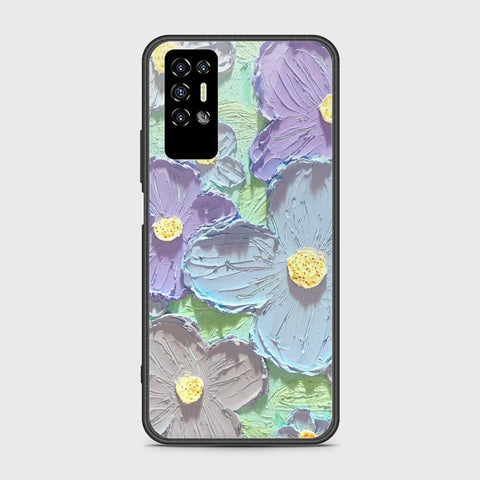 Tecno Pova 2 Cover - Floral Series - Design 1 - Purple & Aqua - HQ Premium Shine Durable Shatterproof Case