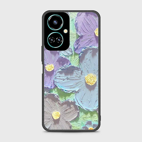 Tecno Camon 19 Cover - Floral Series - Design 1 - Purple & Aqua - HQ Premium Shine Durable Shatterproof Case