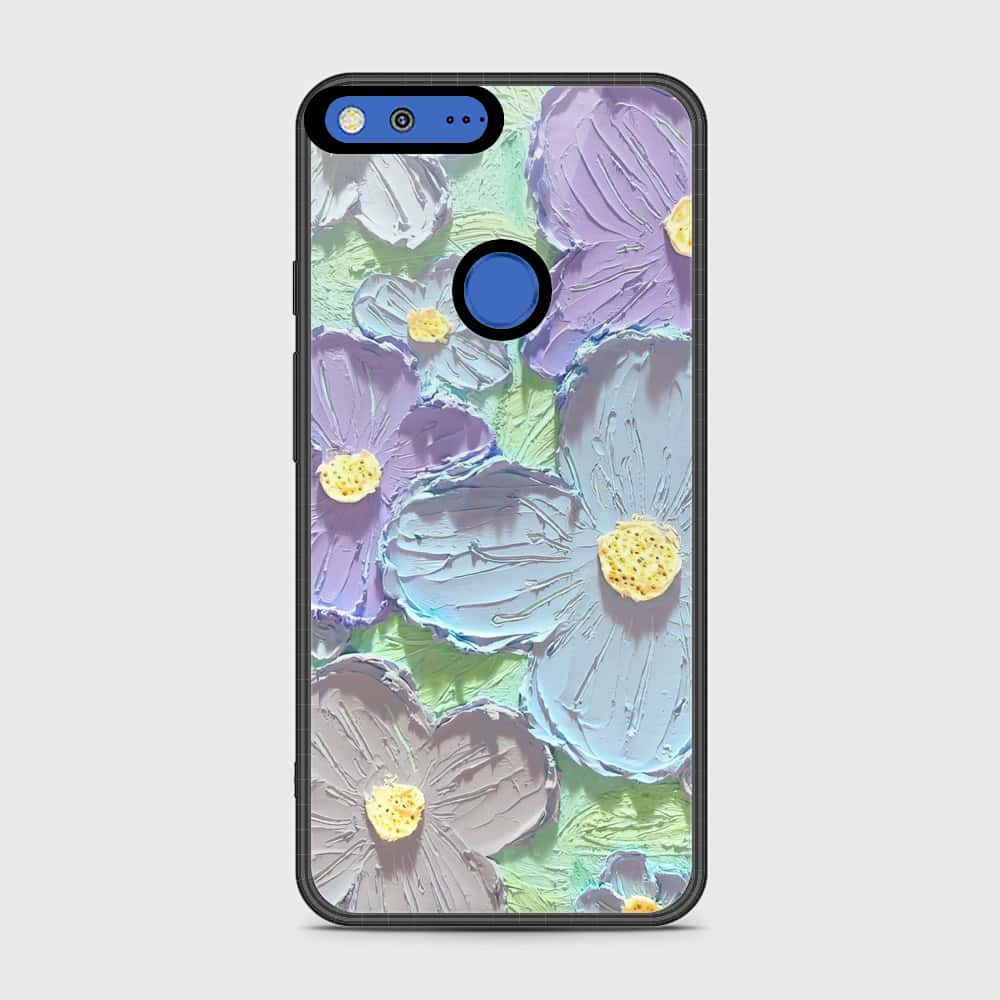 Google Pixel Cover - Floral Series - Design 1 - Purple & Aqua - HQ Premium Shine Durable Shatterproof Case