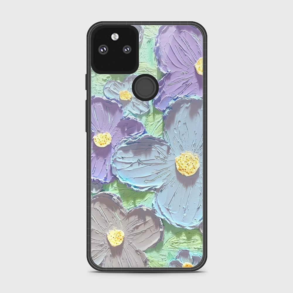 Google Pixel 5a 5G Cover - Floral Series - Design 1 - Purple & Aqua - HQ Premium Shine Durable Shatterproof Case