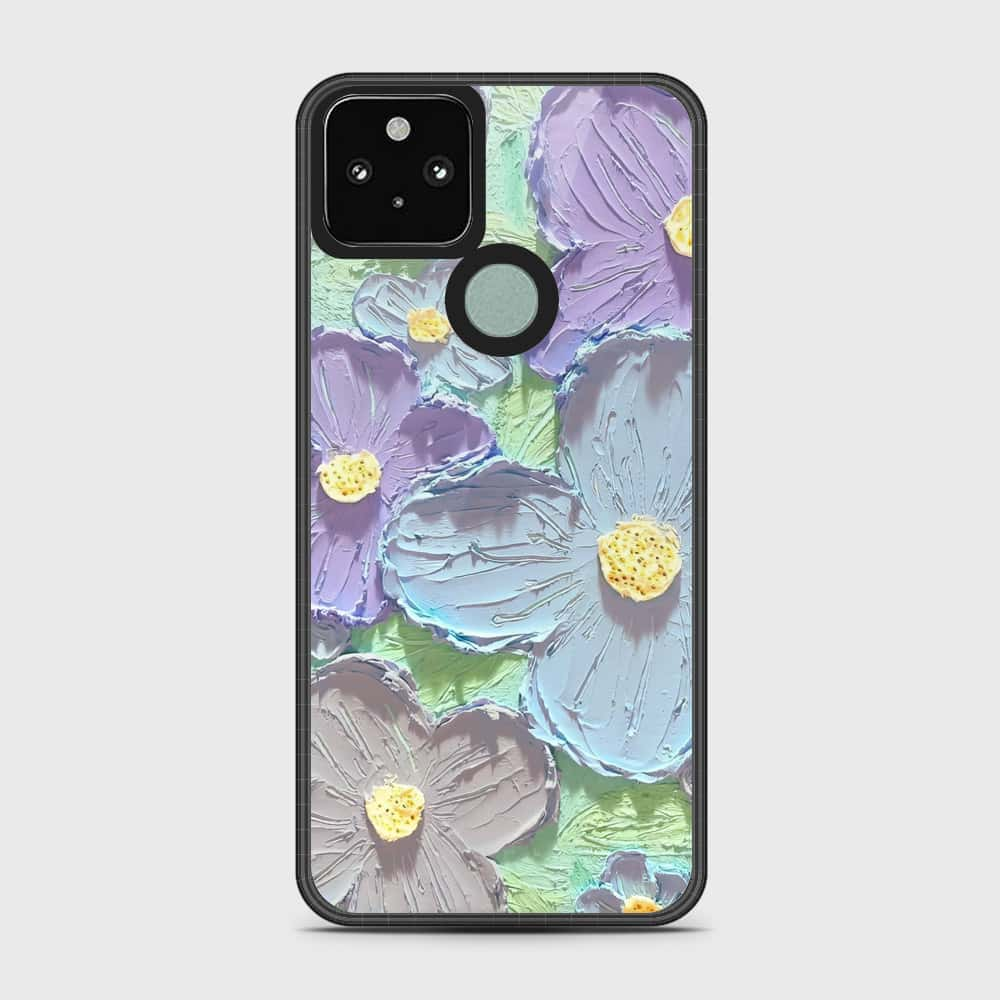 Google Pixel 5 XL Cover - Floral Series - Design 1 - Purple & Aqua - HQ Premium Shine Durable Shatterproof Case