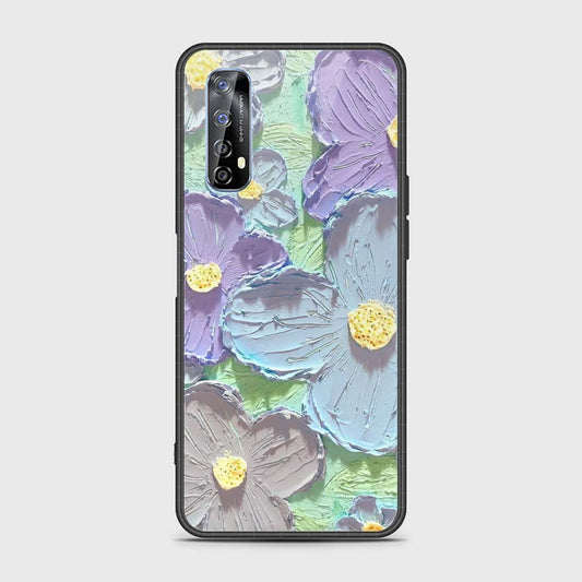 Realme 7 Cover - Floral Series - Design 1 - Purple & Aqua - HQ Premium Shine Durable Shatterproof Case