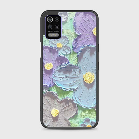 LG K52 Cover - Floral Series - Design 1 - Purple & Aqua - HQ Premium Shine Durable Shatterproof Case