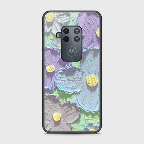 Motorola Moto One Zoom Cover - Floral Series - Design 1 - Purple & Aqua - HQ Premium Shine Durable Shatterproof Case