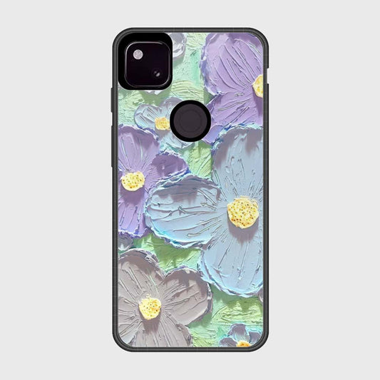 Google Pixel 4a 4G Cover - Floral Series - Design 1 - Purple & Aqua - HQ Premium Shine Durable Shatterproof Case