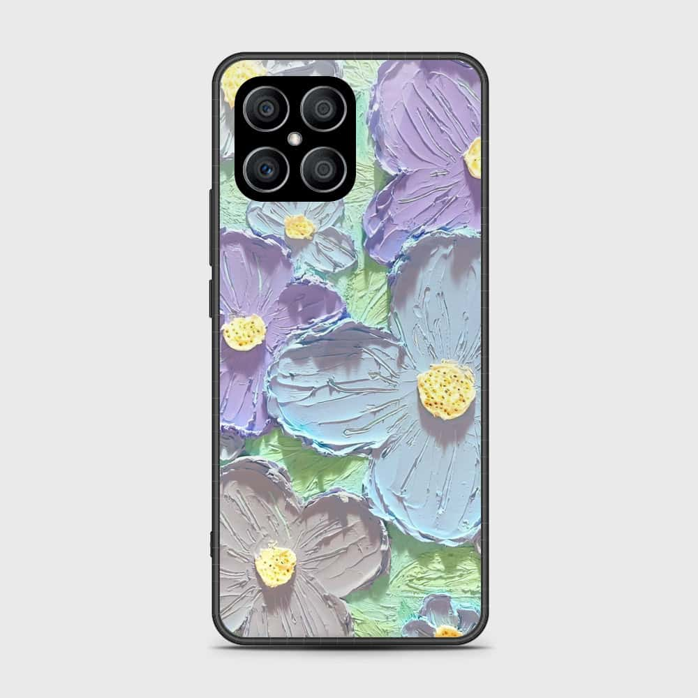 Honor X8 Cover - Floral Series - Design 1 - Purple & Aqua - HQ Premium Shine Durable Shatterproof Case