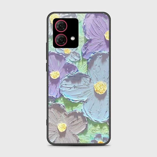 Motorola Moto G84 Cover - Floral Series - Design 1 - Purple & Aqua - HQ Premium Shine Durable Shatterproof Case