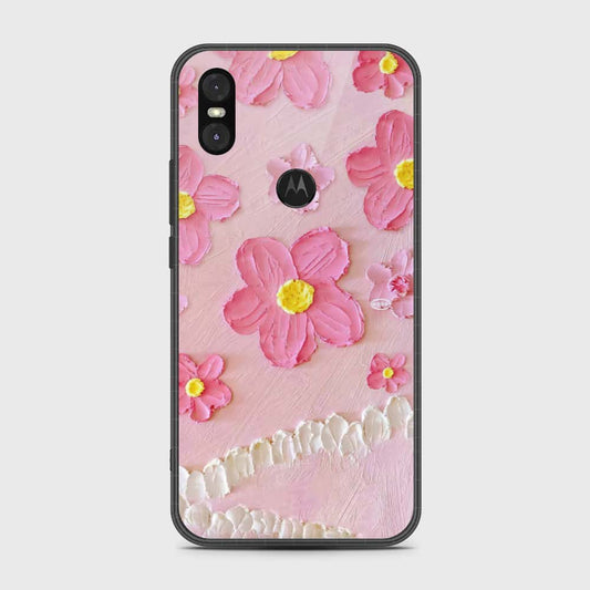 Motorola One Cover - Floral Series - Design 2 - Pink - HQ Premium Shine Durable Shatterproof Case