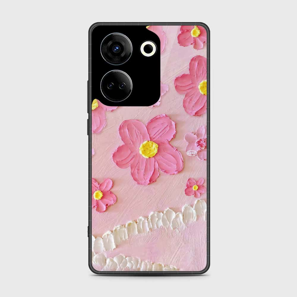 Tecno Camon 20 Cover - Floral Series - Design 2 - Pink - HQ Premium Shine Durable Shatterproof Case