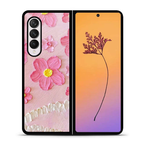 Samsung Galaxy Z Fold 4 5G Cover - Floral Series - Design 2 - Pink - HQ Premium Shine Durable Shatterproof Case