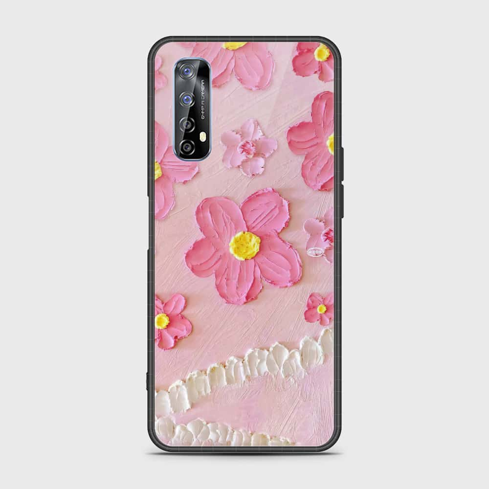 Realme 7 Cover - Floral Series - Design 2 - Pink - HQ Premium Shine Durable Shatterproof Case