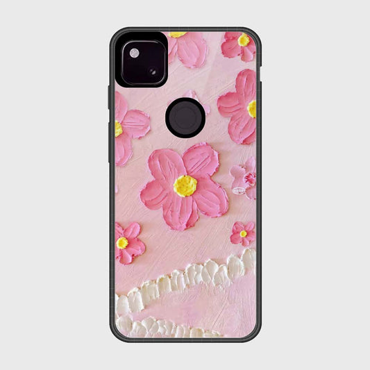 Google Pixel 4a 4G Cover - Floral Series - Design 2 - Pink - HQ Premium Shine Durable Shatterproof Case